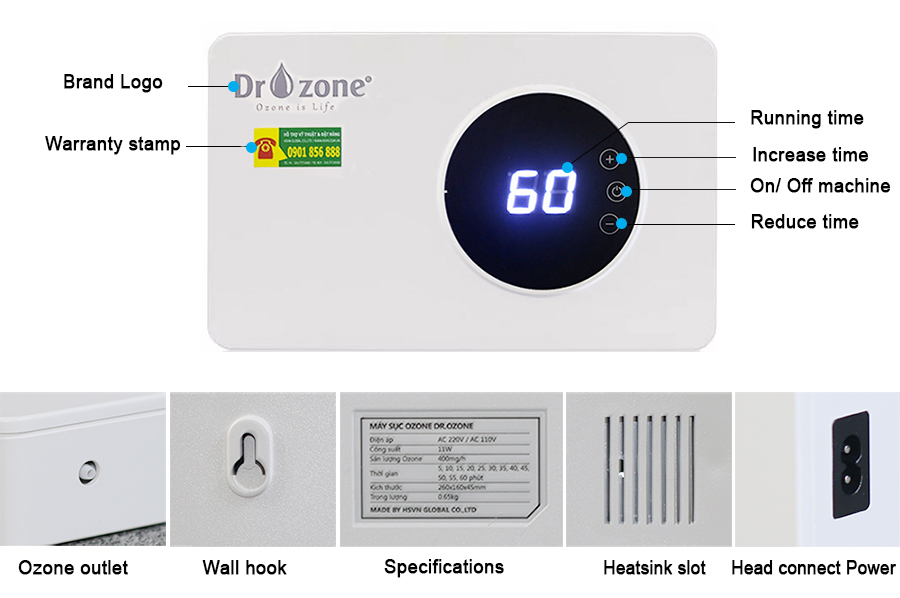 The external structure of Dr.Ozone food sterilizer