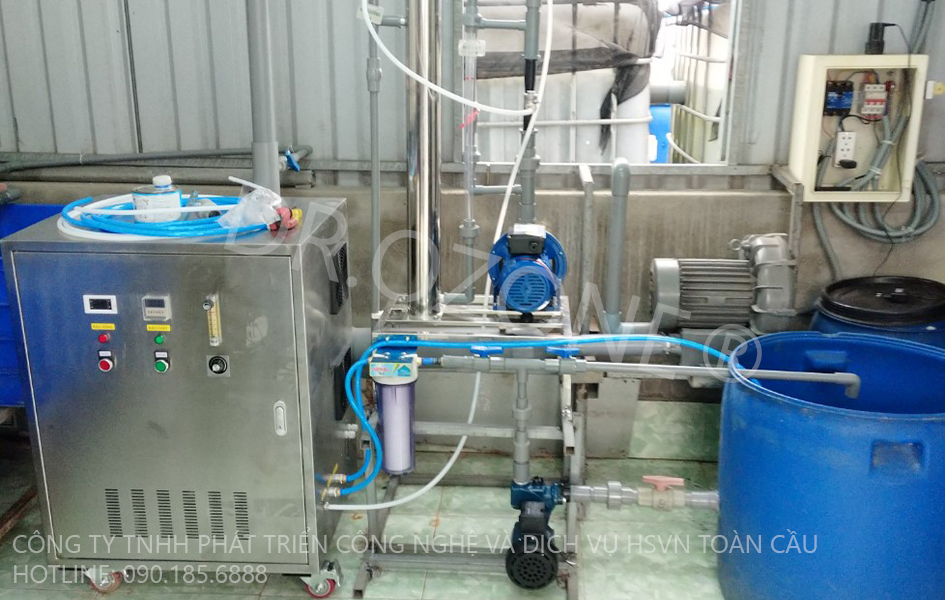 Installation Of Ozone Machine For Color Removal Of Seafood Farming Water